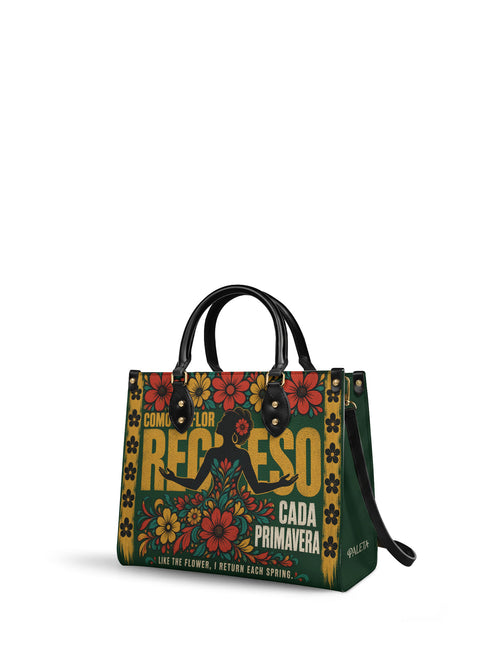"Como la flor, regreso cada primavera" ver.1 Leather Handbag - side view | Paleta Bags