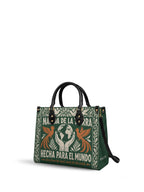 "Nacida de la tierra, hecha para el mundo" ver.3 Leather Handbag - side view | Paleta Bags
