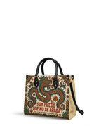"Soy fuego que no se apaga" ver.2 Leather Handbag - side view | Paleta Bags
