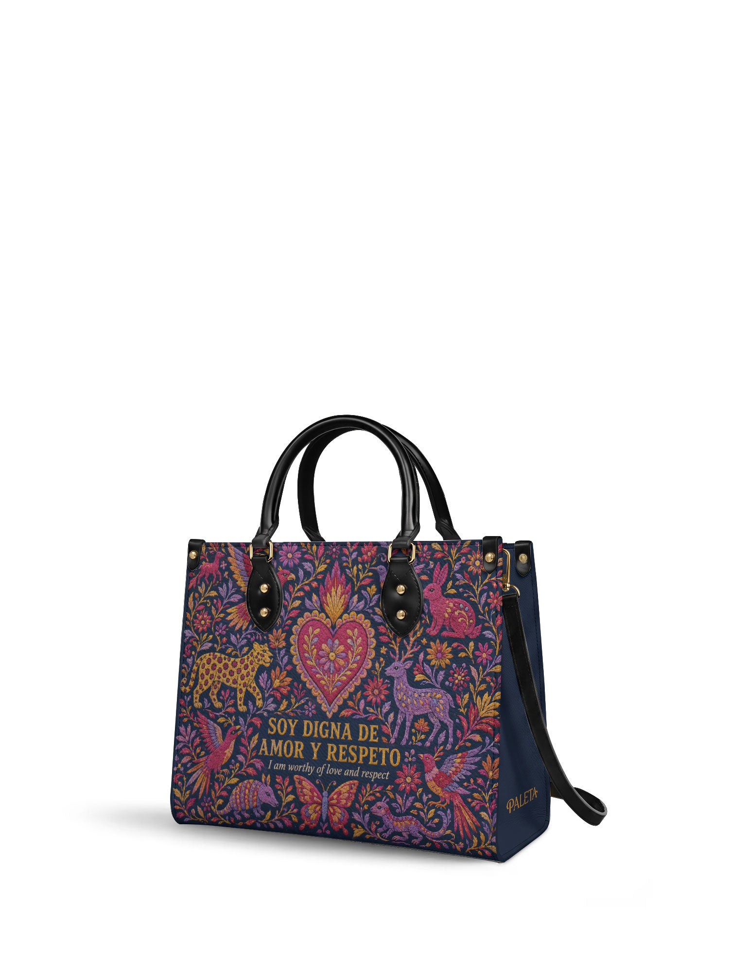 "Otomi Wild Embroidery" ver.2 Leather Handbag - side view | Paleta Bags