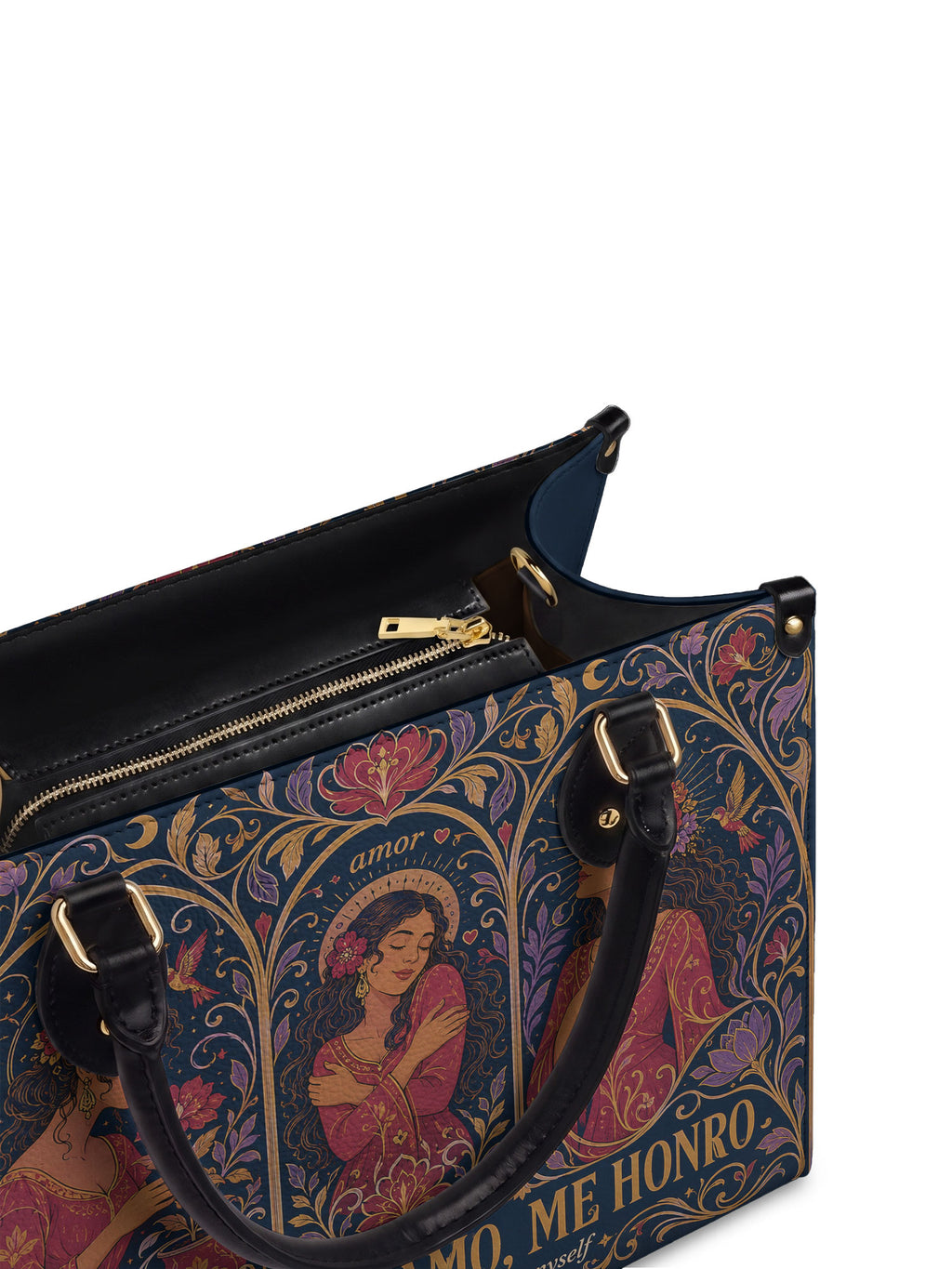 "Me cuido, me amo, me honro" ver.3 Leather Handbag - detail | Paleta Bags