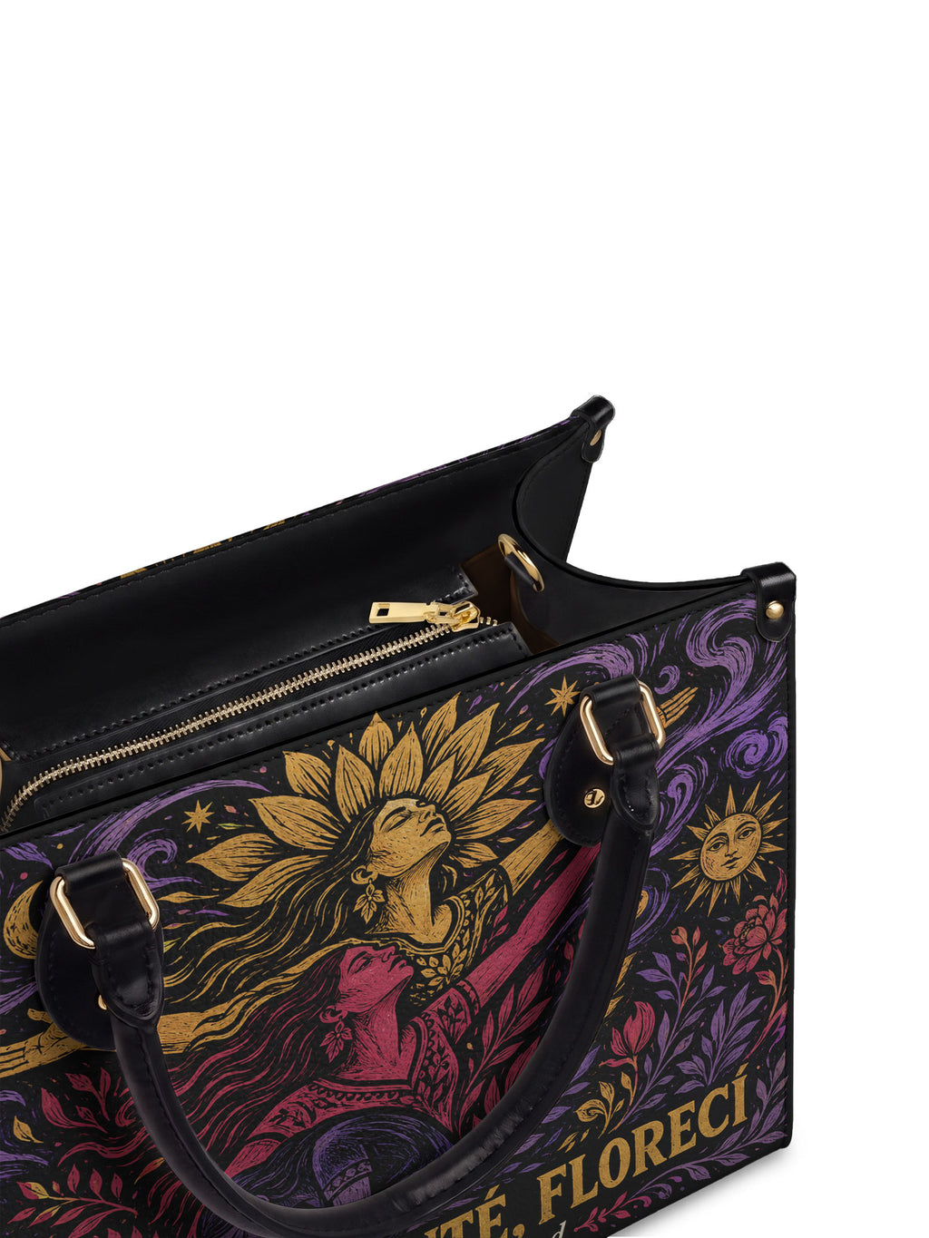 "Caí, me levanté, florecí" ver.4 Leather Handbag - detail | Paleta Bags