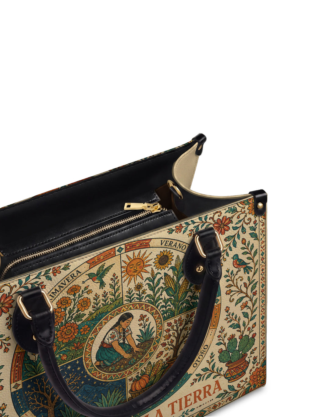 "Soy hija de la tierra" ver.1 Leather Handbag - detail | Paleta Bags