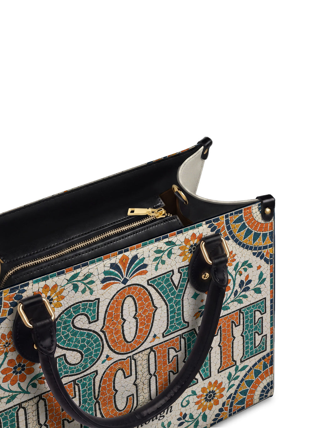 "Soy suficiente, tal y como soy" ver.4 Leather Handbag - detail | Paleta Bags
