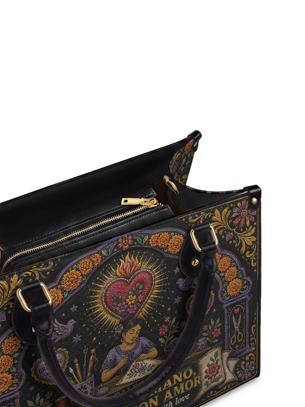 "Hecha a mano, hecha con amor" ver.5 Leather Handbag - detail