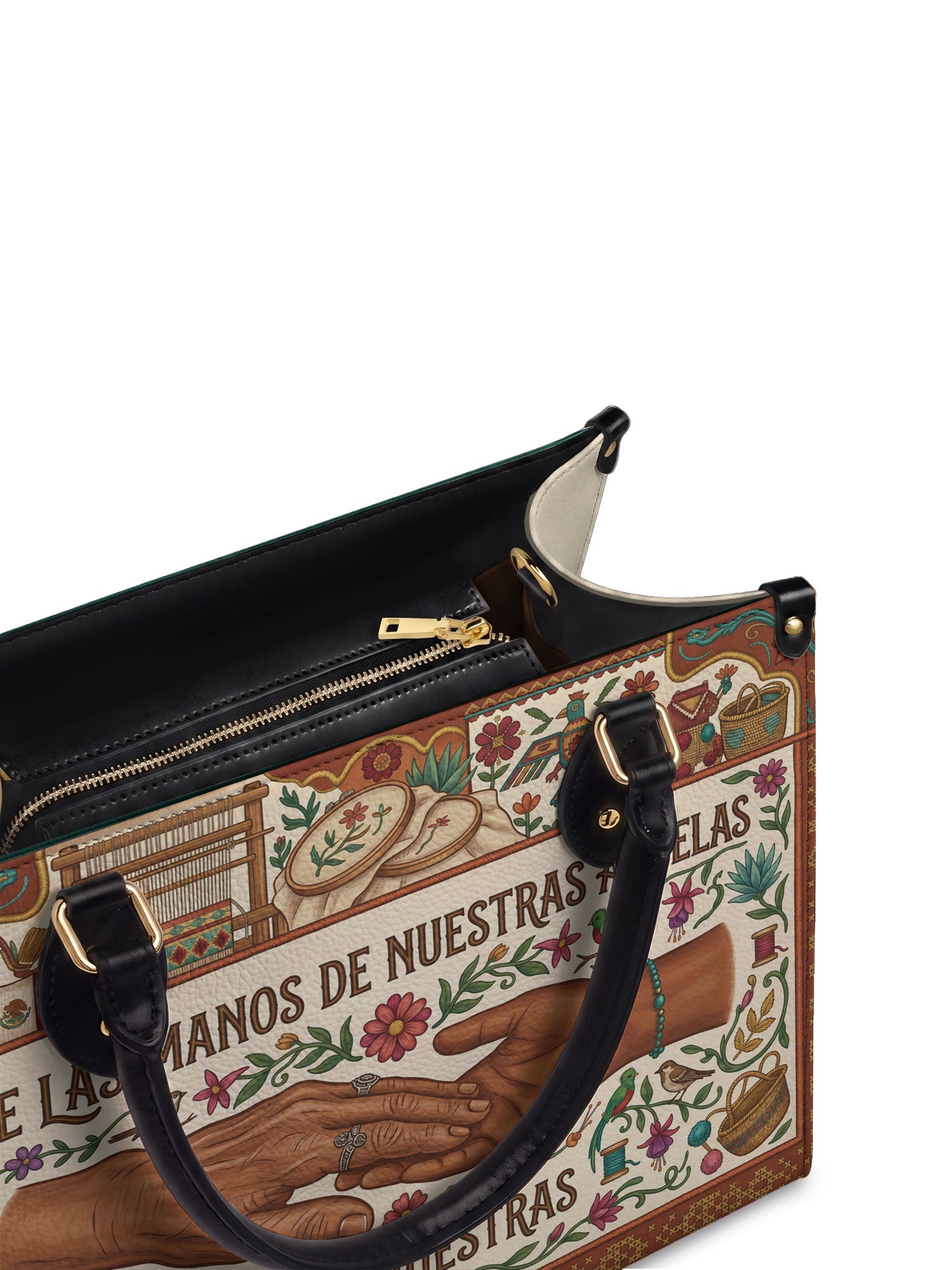 "De las manos de nuestras abuelas a las nuestras" ver.4 Leather Handbag - detail | Paleta Bags