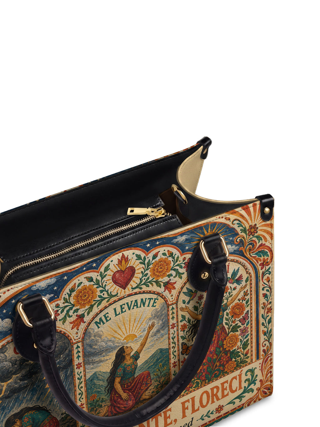 "Caí, me levanté, florecí" ver.1 Leather Handbag - detail | Paleta Bags