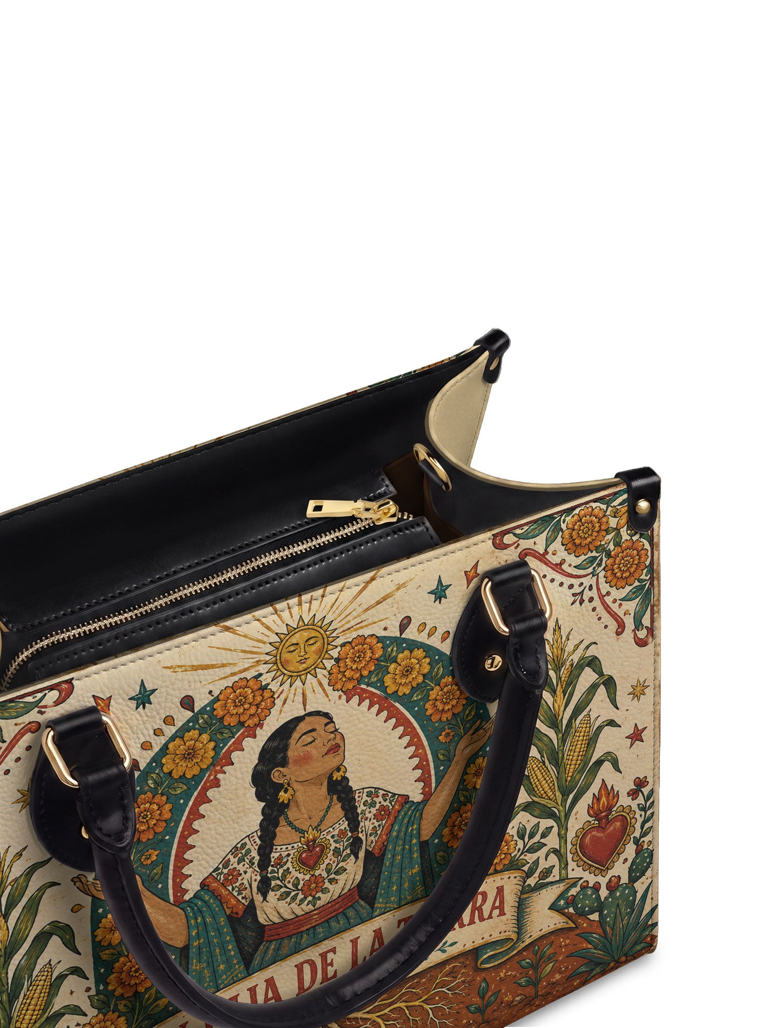 "Soy hija de la tierra" ver.5 Leather Handbag - detail | Paleta Bags