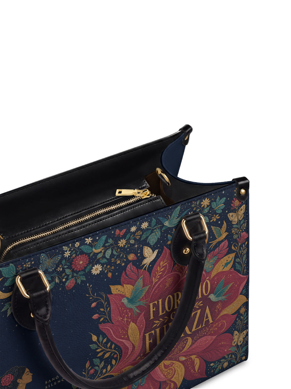 "Sanó en silencio, floreció con fuerza" ver.2 Leather Handbag - detail | Paleta Bags