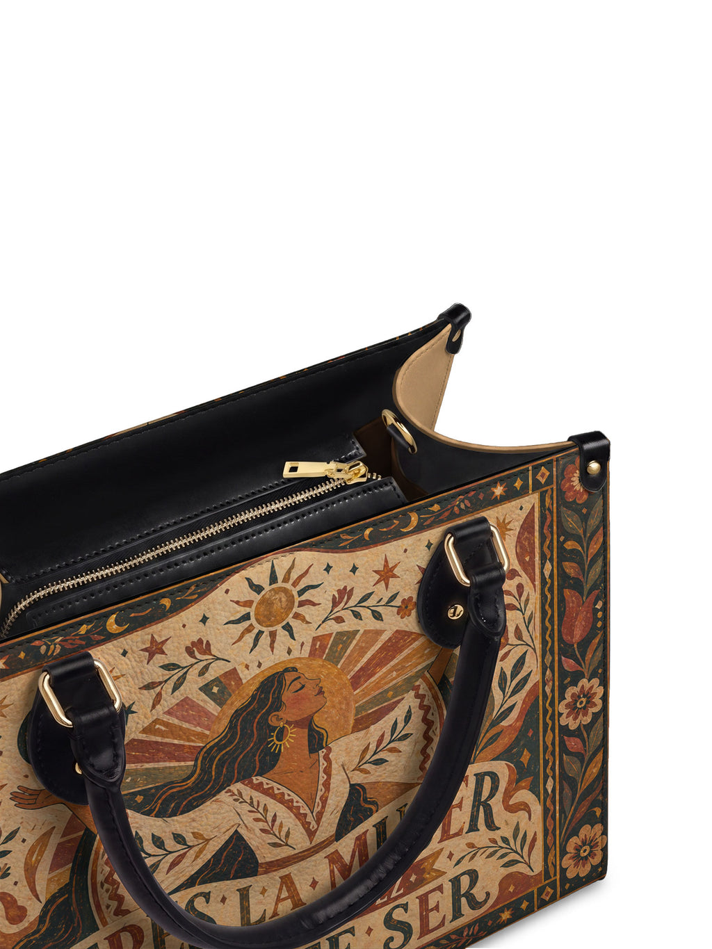 "Eres la mujer que alguna vez soñaste ser" ver.1 Leather Handbag - detail | Paleta Bags