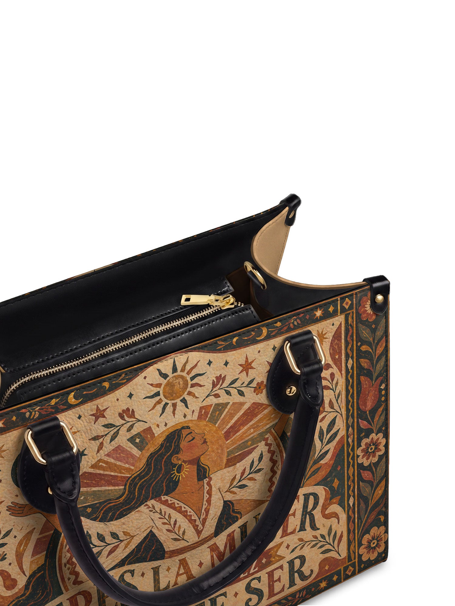 "Eres la mujer que alguna vez soñaste ser" ver.1 Leather Handbag - detail | Paleta Bags