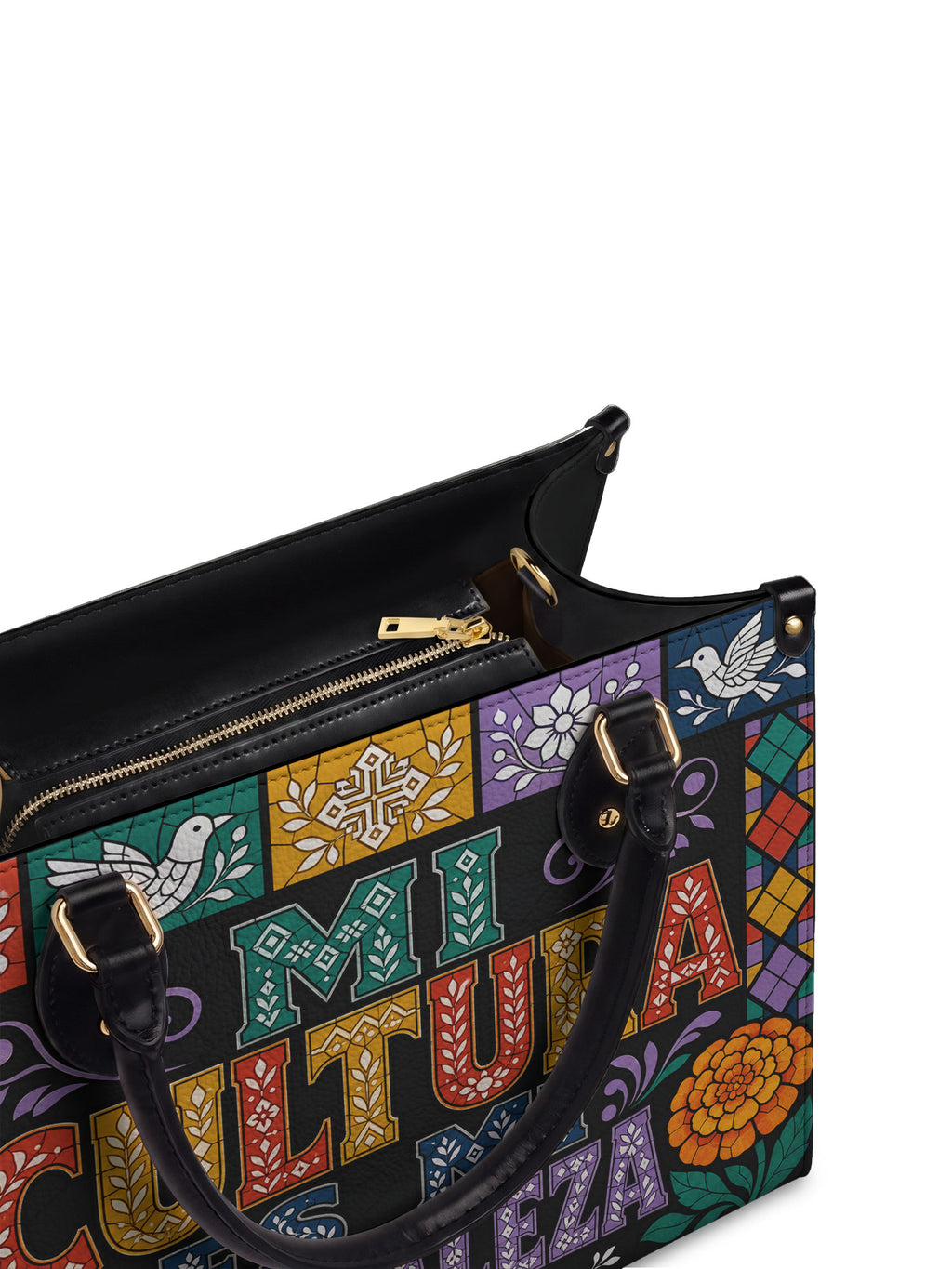 "Mi cultura es mi fortaleza" ver.4 Leather Handbag - detail | Paleta Bags