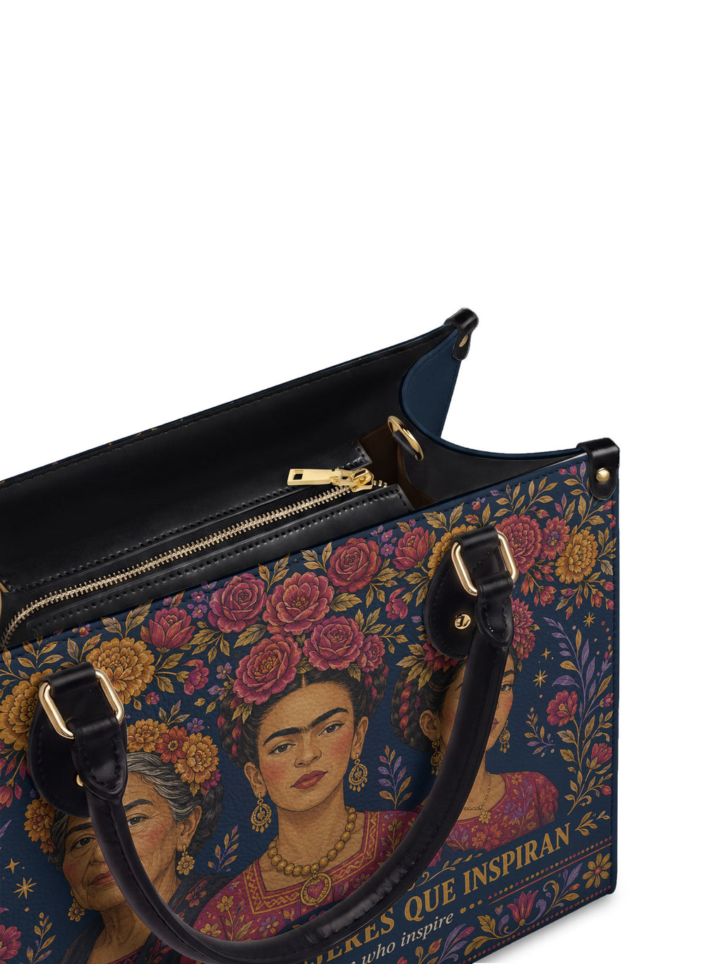 "Llevada por mujeres que inspiran" ver.2 Leather Handbag - detail | Paleta Bags