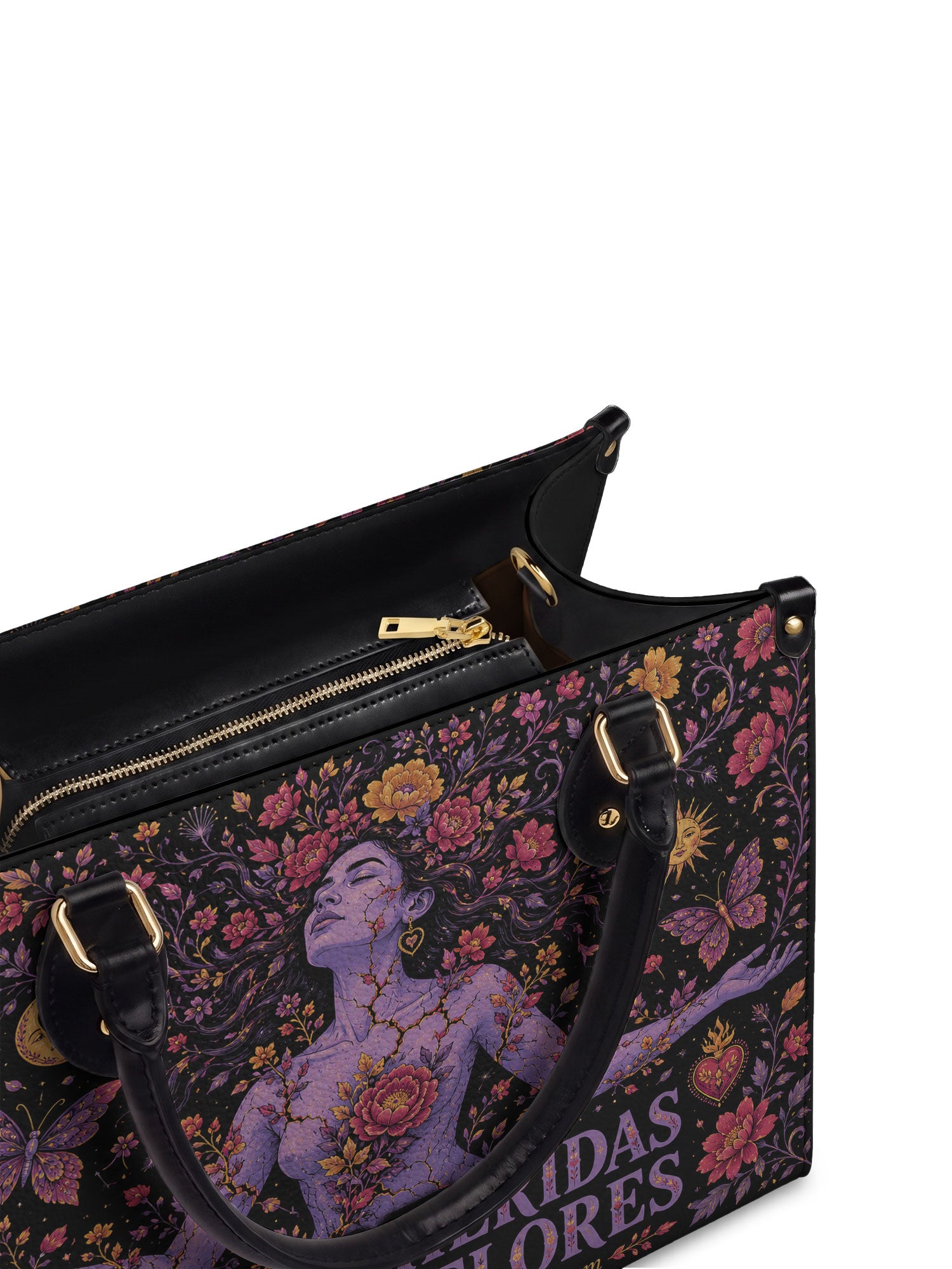 "De mis heridas nacen flores" ver.5 Leather Handbag - detail | Paleta Bags