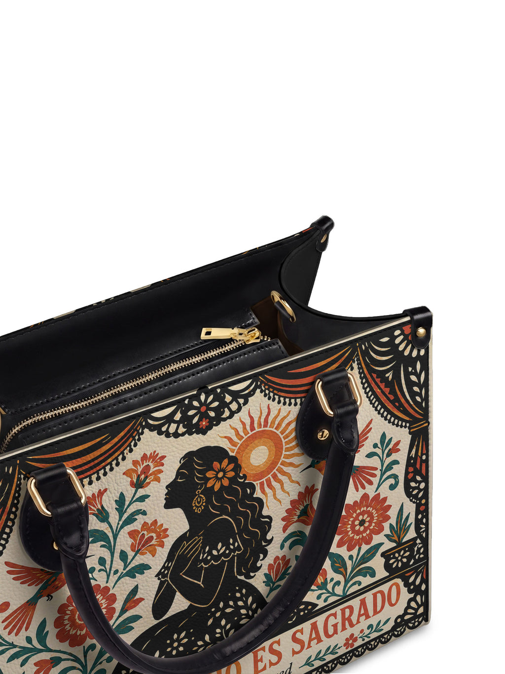 "Mi amor propio es sagrado" ver.5 Leather Handbag - detail | Paleta Bags