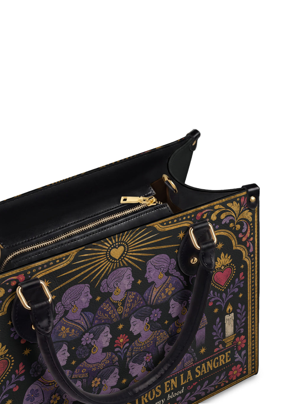"Llevo a mis ancestros en la sangre" ver.3 Leather Handbag - detail | Paleta Bags