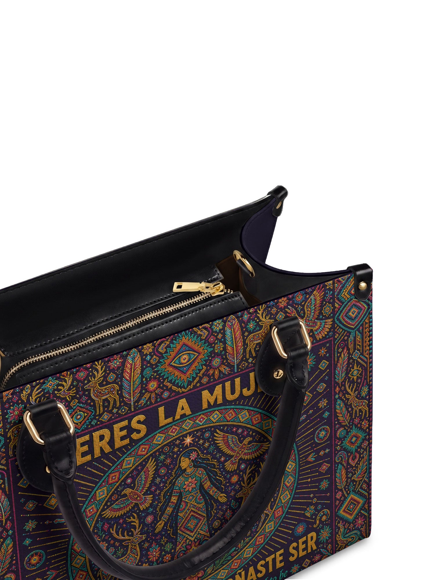 "Eres la mujer que alguna vez soñaste ser" ver.8 Leather Handbag - detail | Paleta Bags