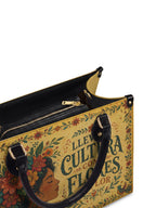 "Lleva su cultura como flores en flor" ver.1 Leather Handbag - detail | Paleta Bags