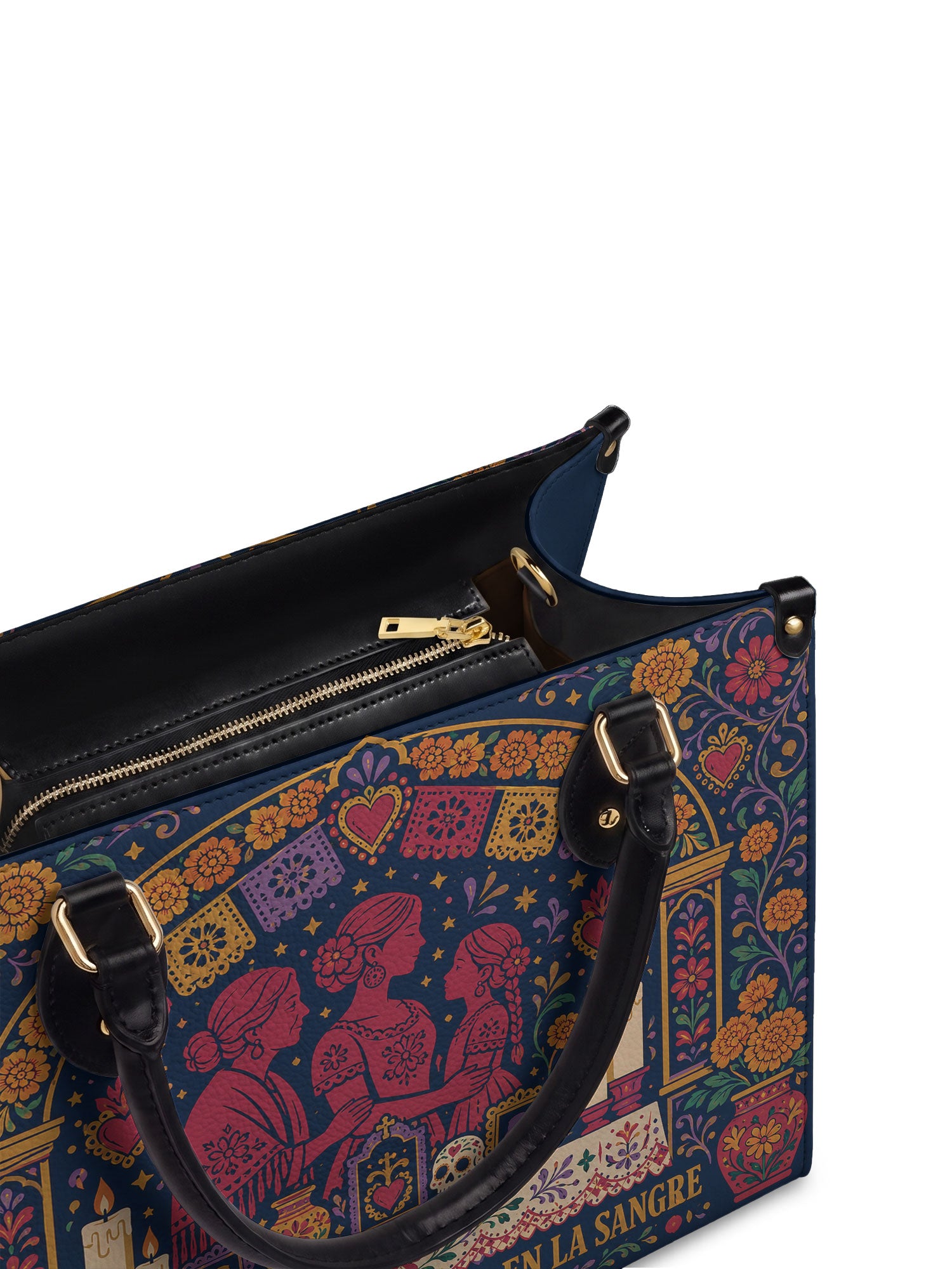 "Llevo a mis ancestros en la sangre" ver.1 Leather Handbag - detail | Paleta Bags