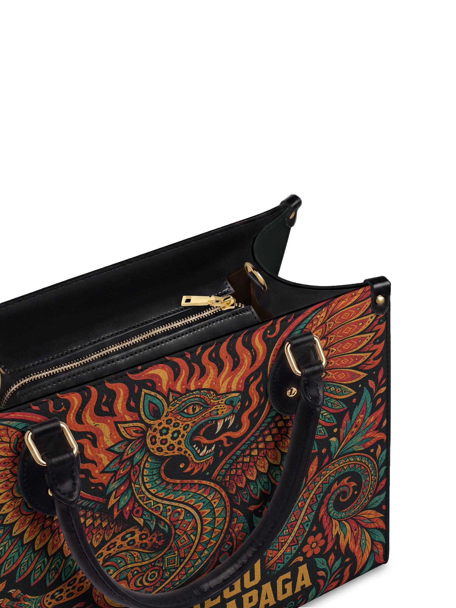 "Soy fuego que no se apaga" ver.1 Leather Handbag - detail | Paleta Bags