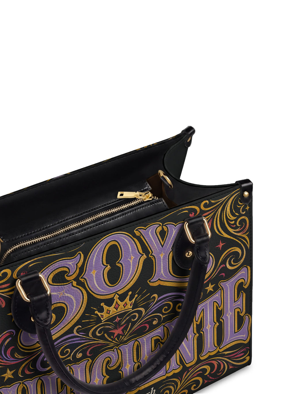 "Soy suficiente, tal y como soy" ver.2 Leather Handbag - detail | Paleta Bags