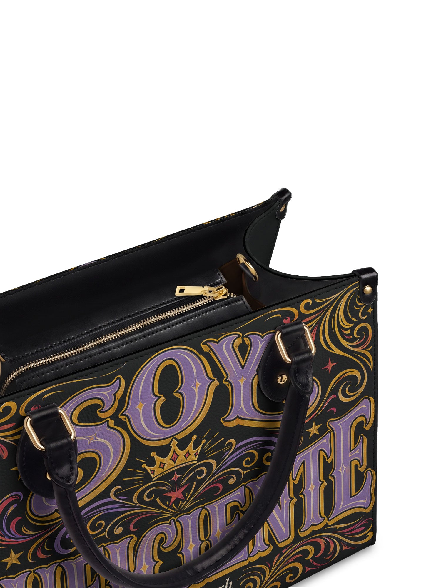"Soy suficiente, tal y como soy" ver.2 Leather Handbag - detail | Paleta Bags