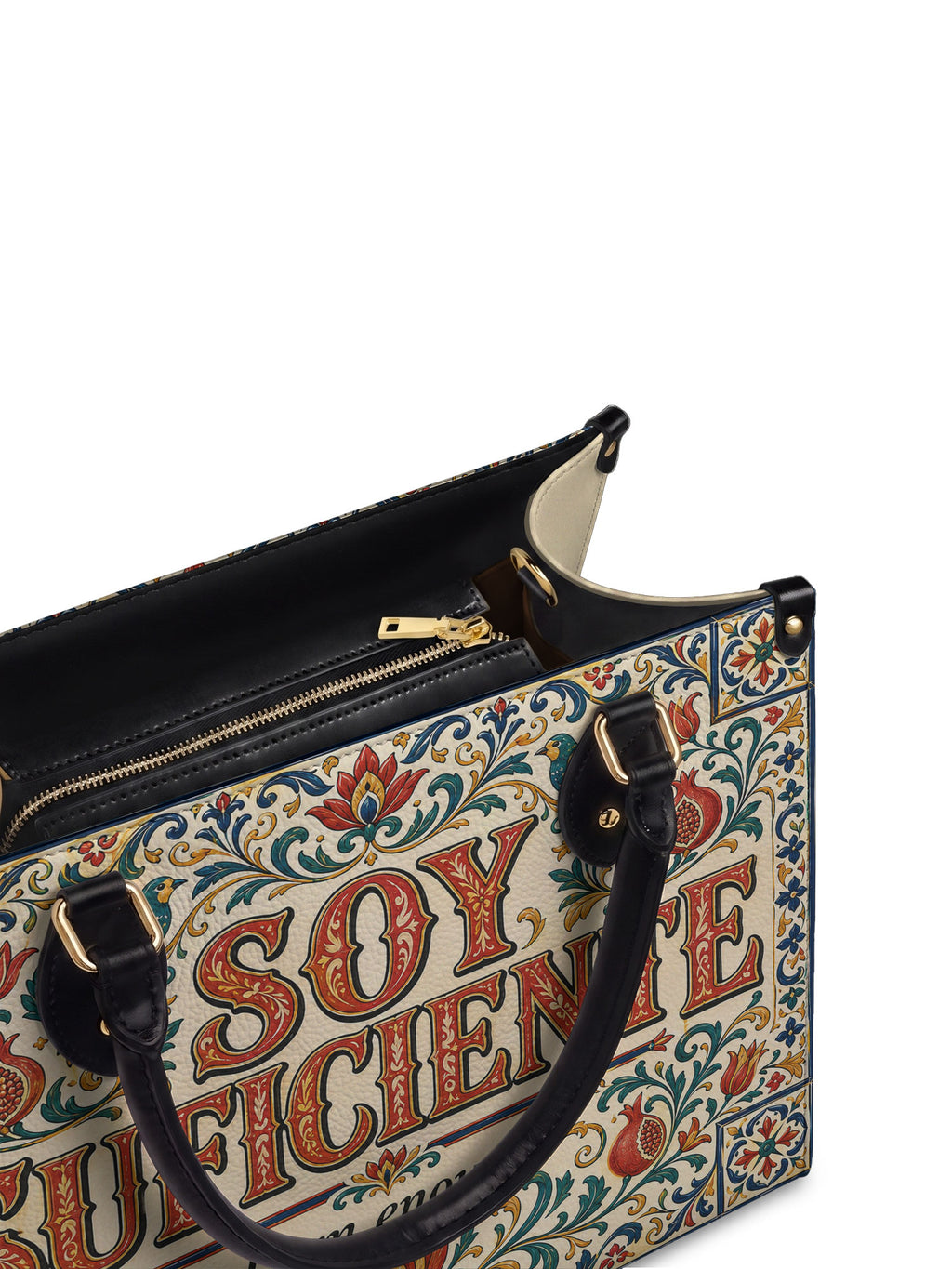 "Soy suficiente, tal y como soy" ver.1 Leather Handbag - detail | Paleta Bags