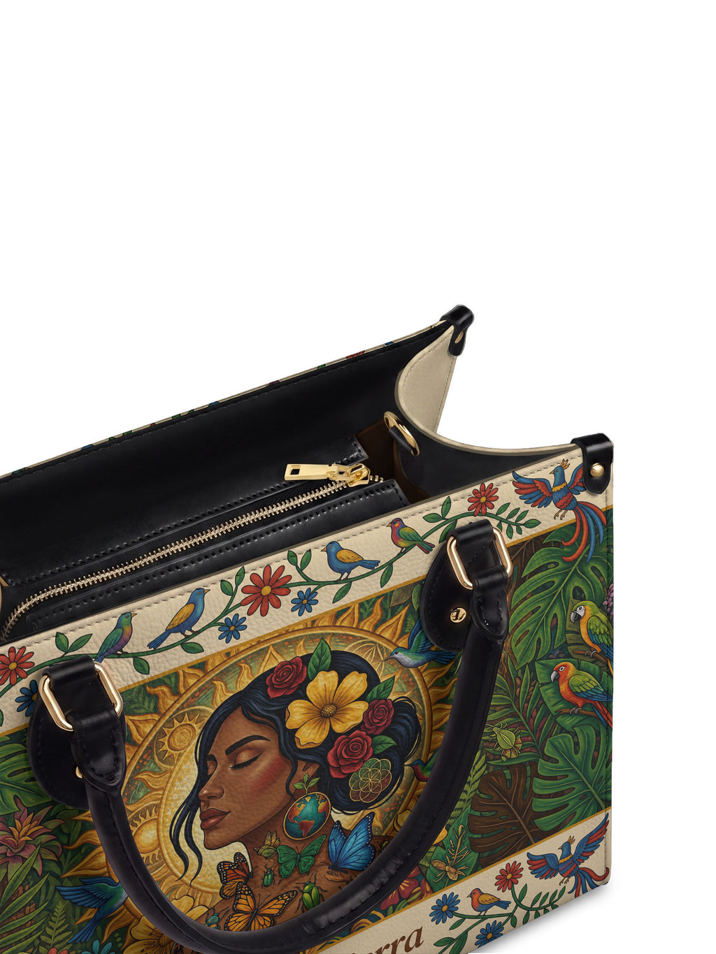 "Soy hija de la tierra" ver.6 Leather Handbag - detail | Paleta Bags