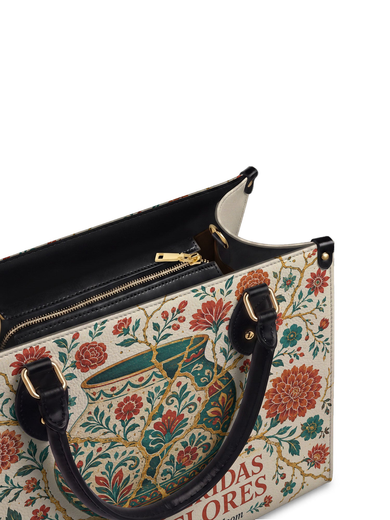 "De mis heridas nacen flores" ver.2 Leather Handbag - detail | Paleta Bags