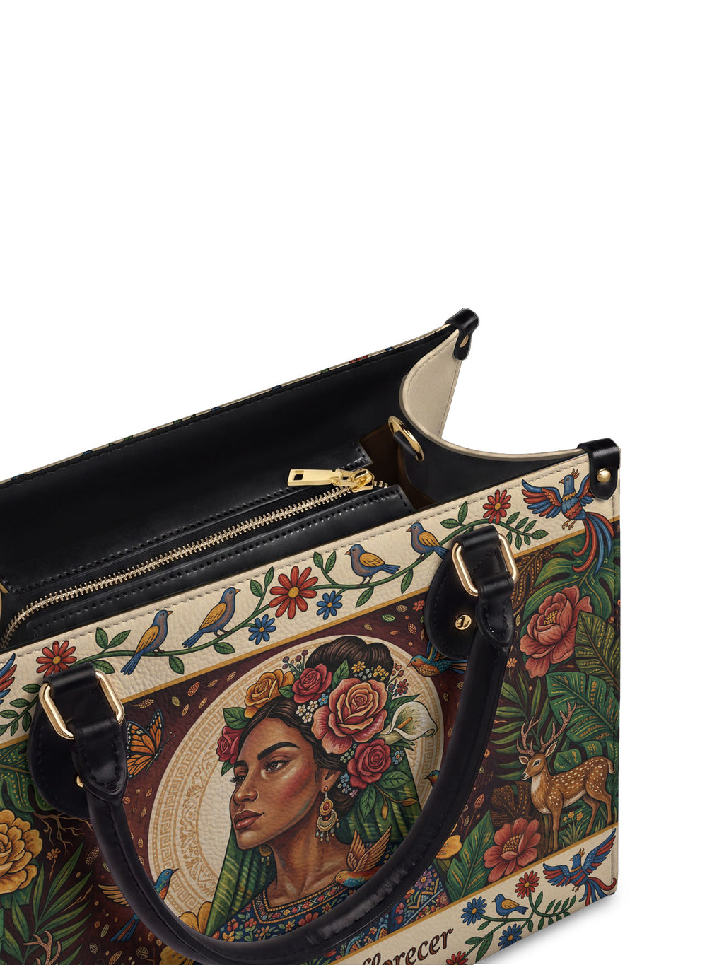 "Se amó hasta florecer" ver.8 Leather Handbag - detail | Paleta Bags