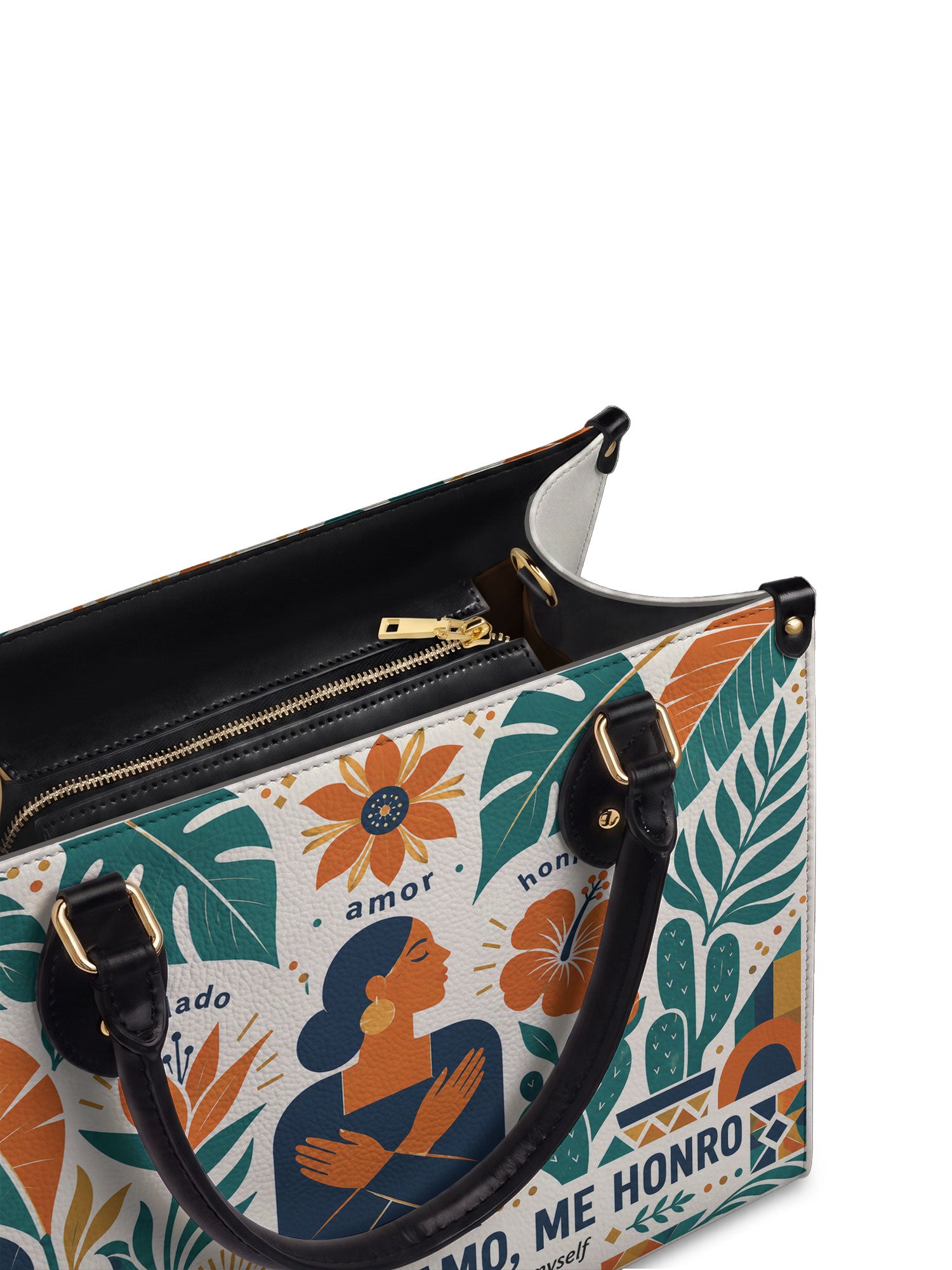 "Me cuido, me amo, me honro" ver.4 Leather Handbag - detail | Paleta Bags