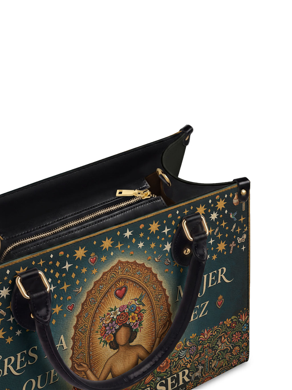 "Eres la mujer que alguna vez soñaste ser" ver.4 Leather Handbag - detail | Paleta Bags