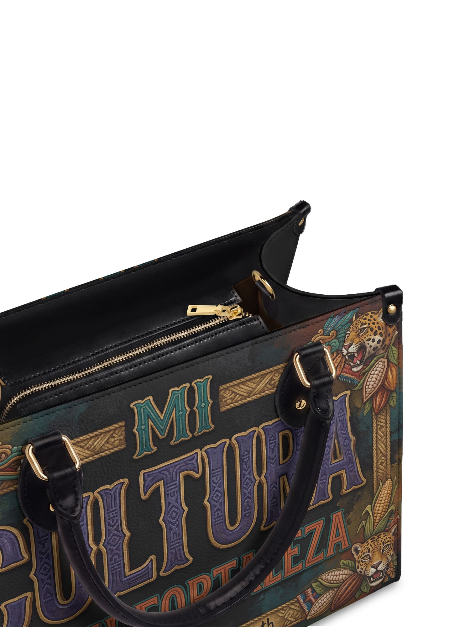 "Mi cultura es mi fortaleza" ver.3 Leather Handbag - detail | Paleta Bags