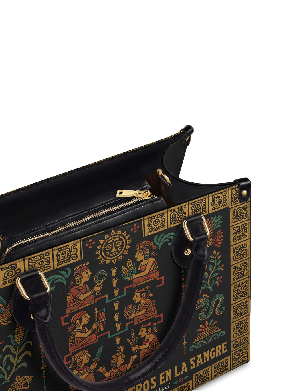 "Llevo a mis ancestros en la sangre" ver.2 Leather Handbag - detail | Paleta Bags