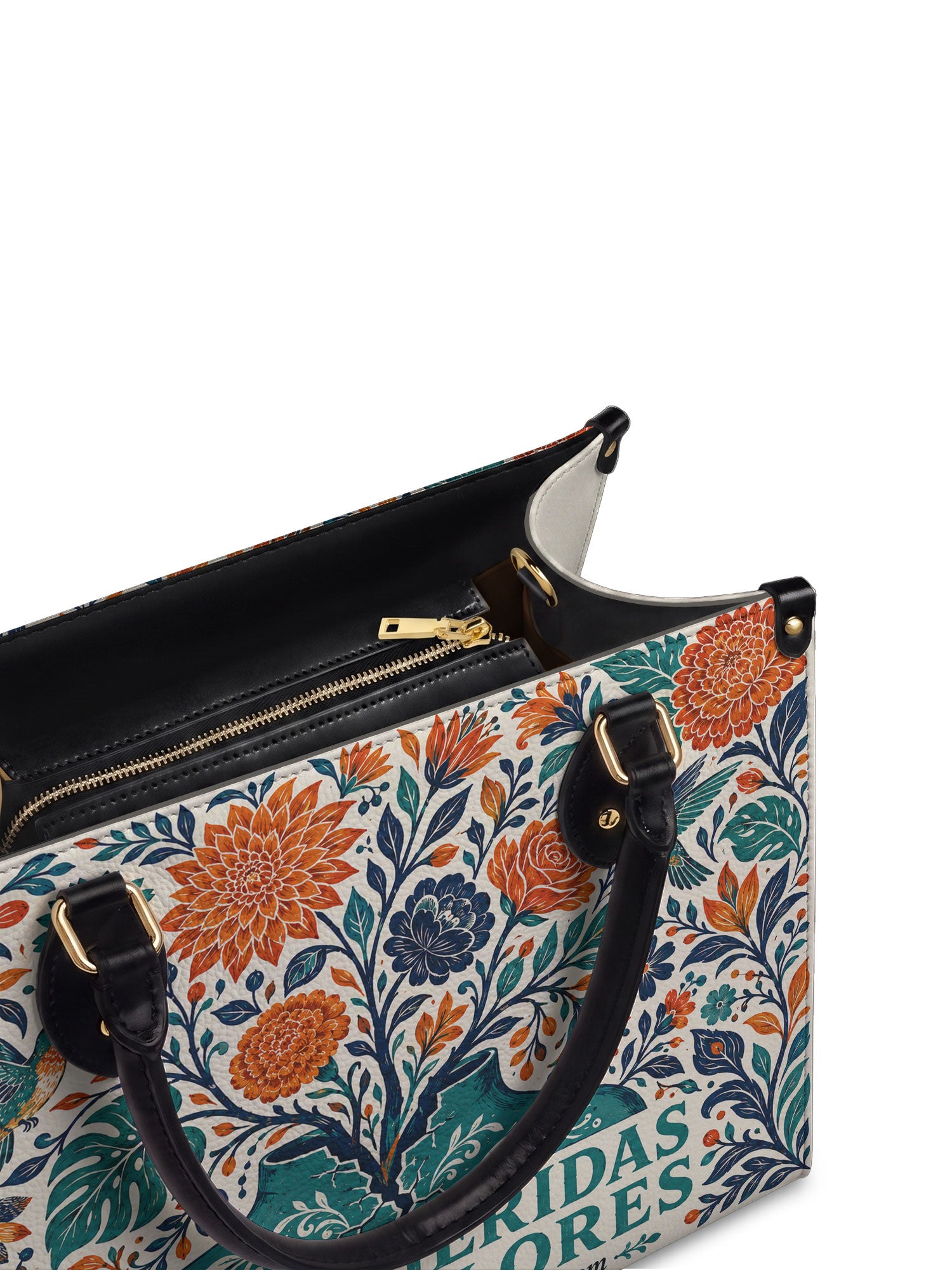 "De mis heridas nacen flores" ver.1 Leather Handbag - detail | Paleta Bags