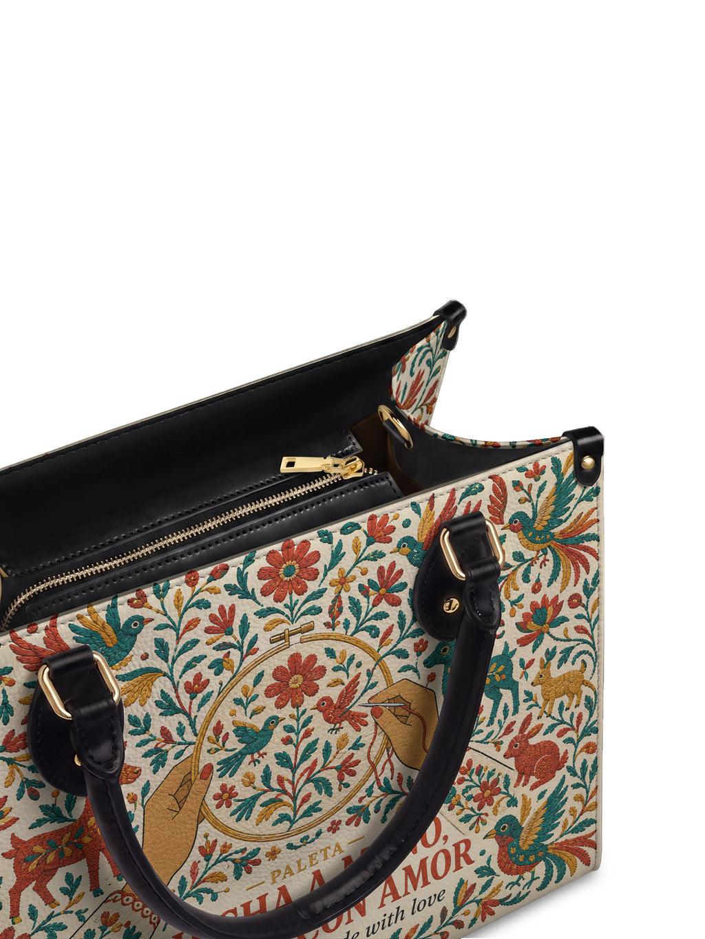 "Hecha a mano, hecha con amor" ver.1 Leather Handbag - detail