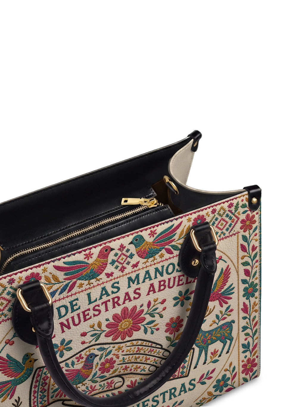 "De las manos de nuestras abuelas a las nuestras" ver.1 Leather Handbag - detail | Paleta Bags