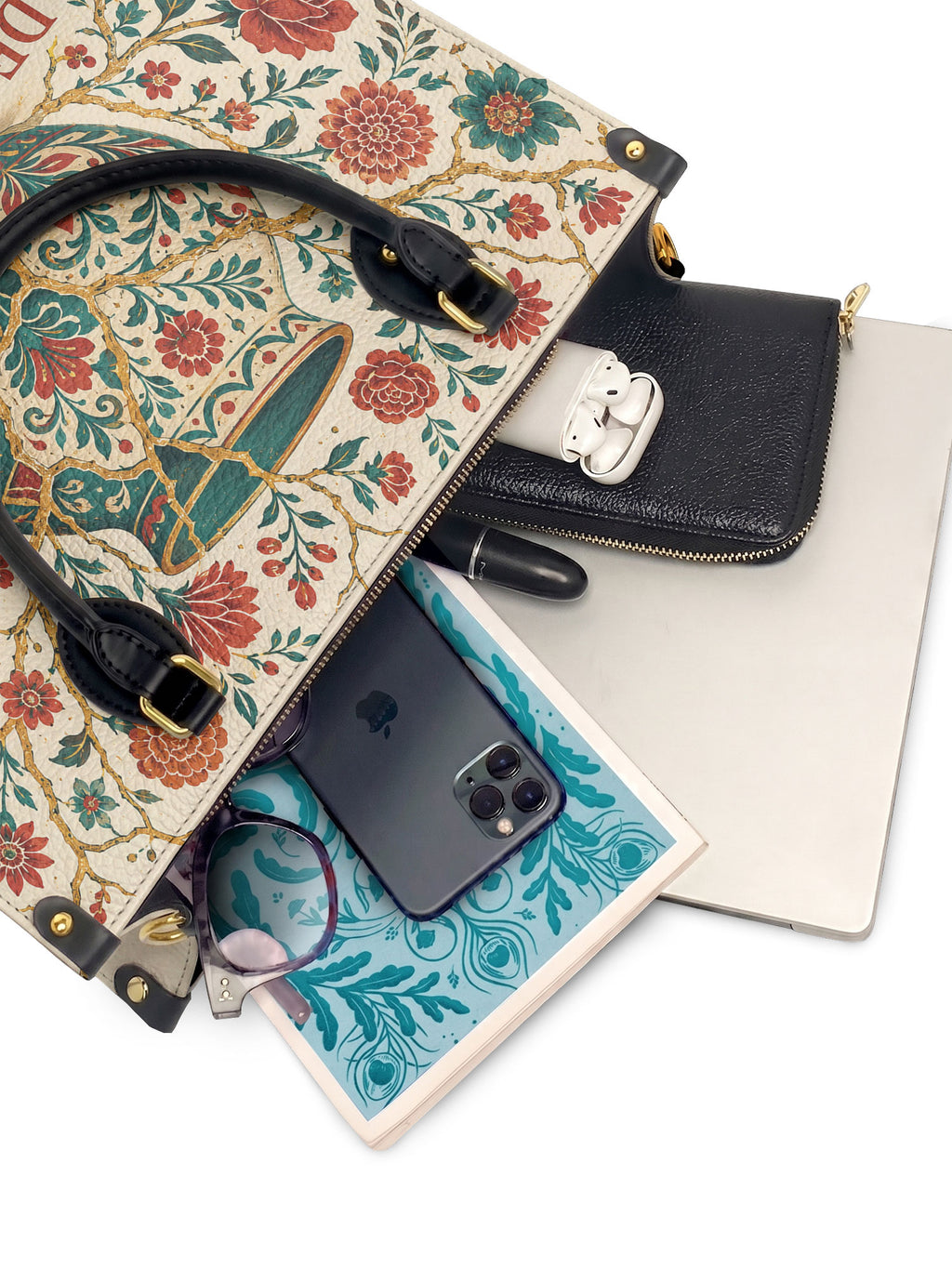 "De mis heridas nacen flores" ver.2 Leather Handbag - interior | Paleta Bags