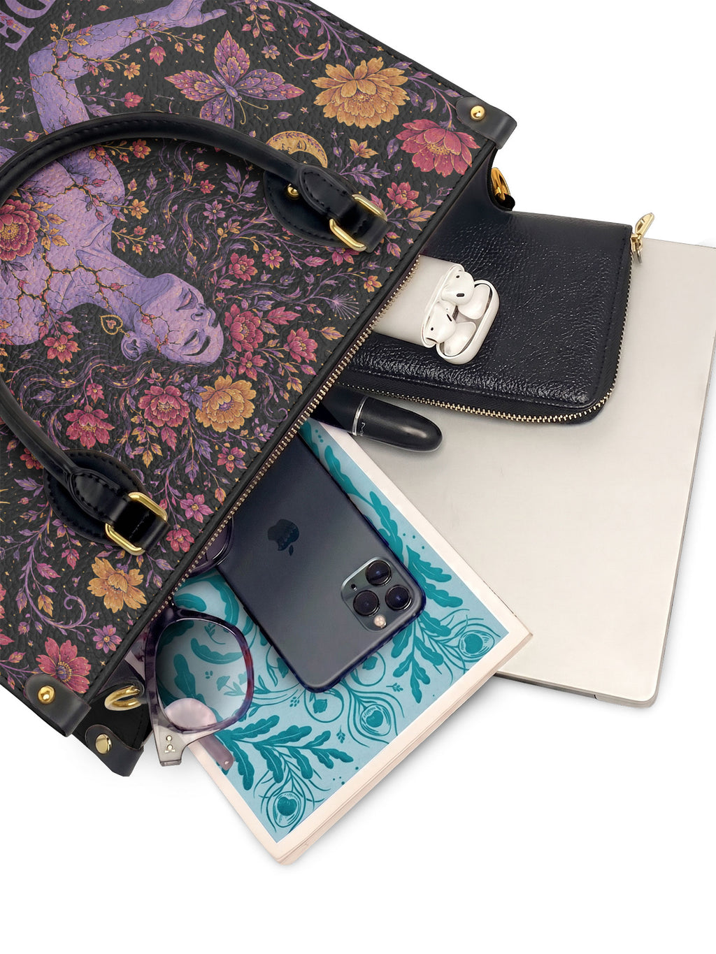 "De mis heridas nacen flores" ver.5 Leather Handbag - interior | Paleta Bags