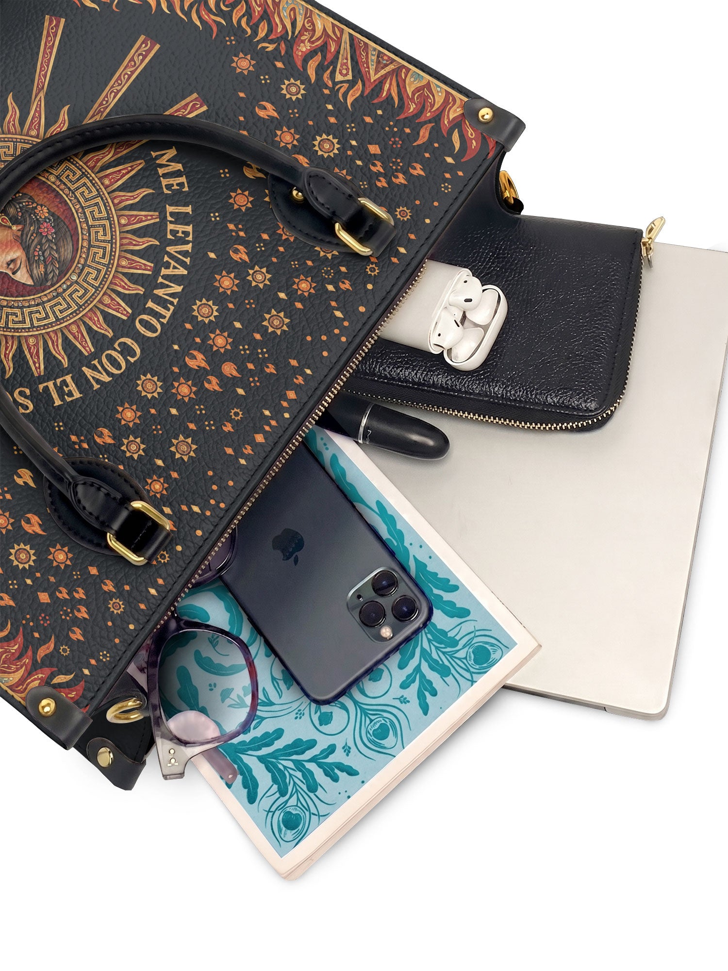 "Me levanto con el sol y llevo el fuego" ver.3 Leather Handbag - interior | Paleta Bags
