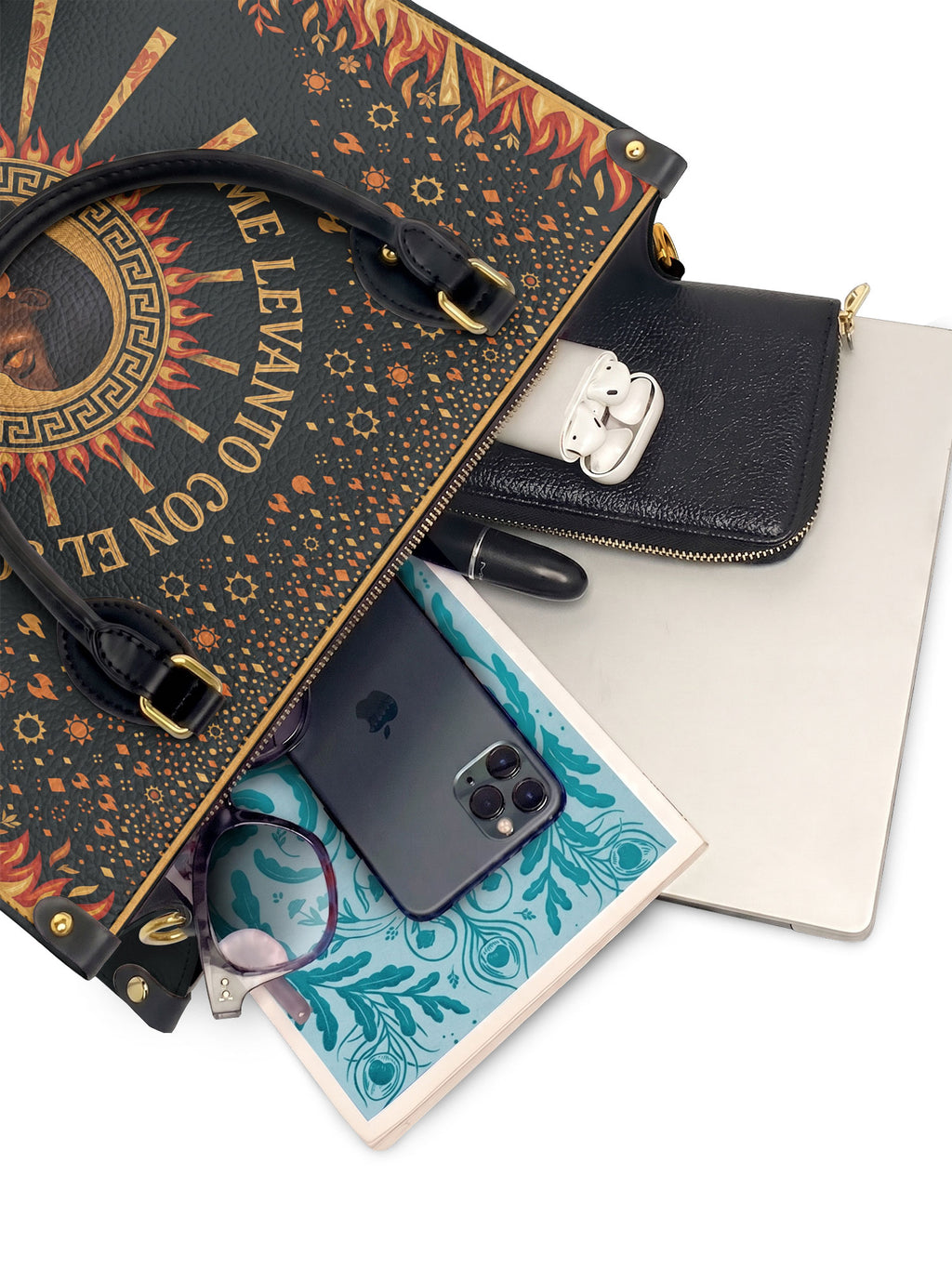 "Me levanto con el sol y llevo el fuego" ver.1 Leather Handbag - interior | Paleta Bags