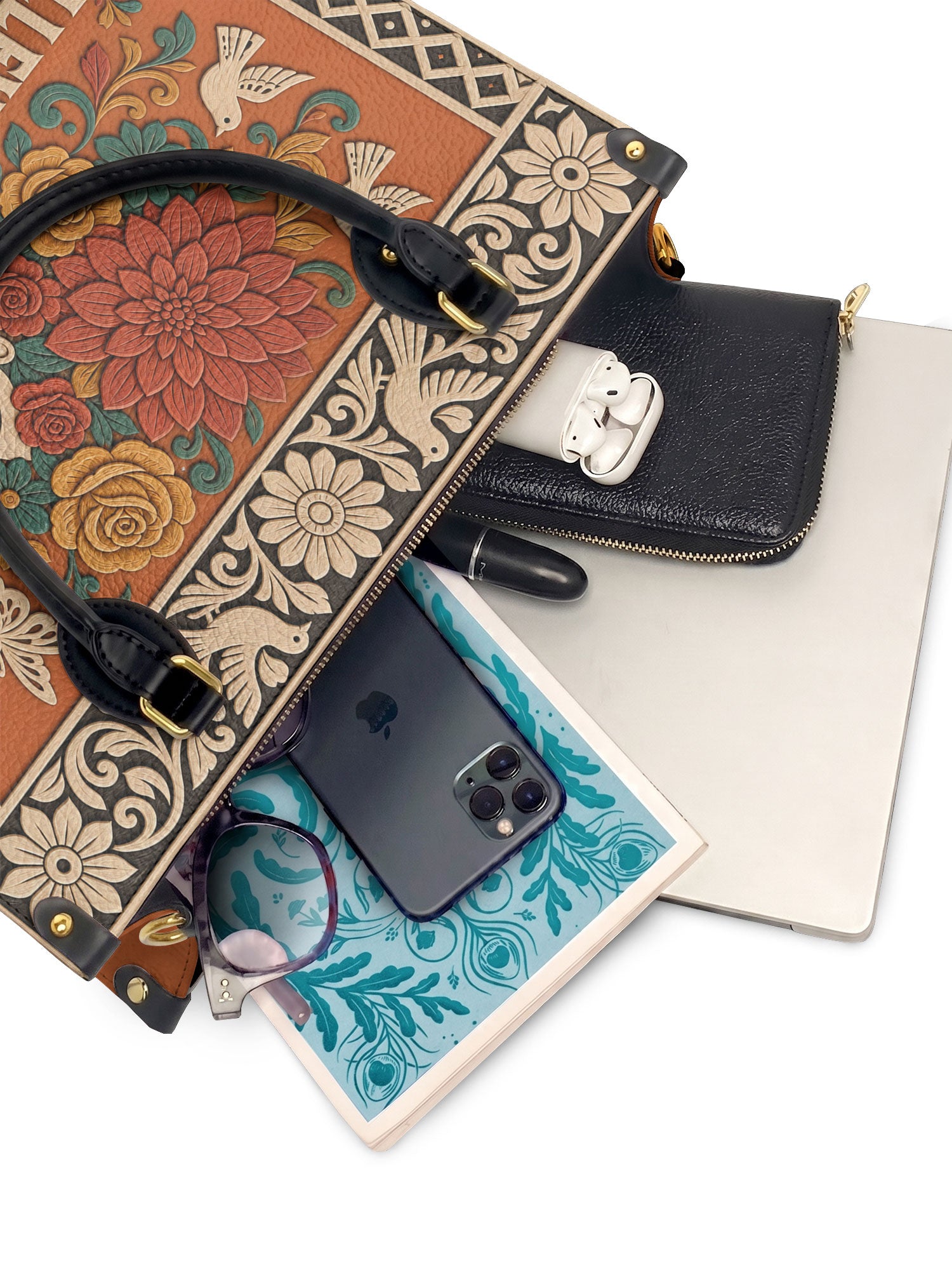 "Lleva su cultura como flores en flor" ver.3 Leather Handbag - interior | Paleta Bags