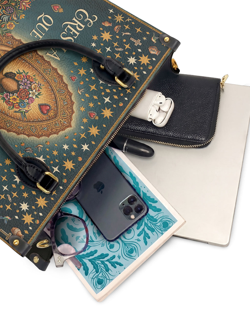 "Eres la mujer que alguna vez soñaste ser" ver.4 Leather Handbag - interior | Paleta Bags