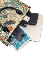 "Soy agua fluyo, me adapto, persisto" ver.4 Leather Handbag - interior | Paleta Bags