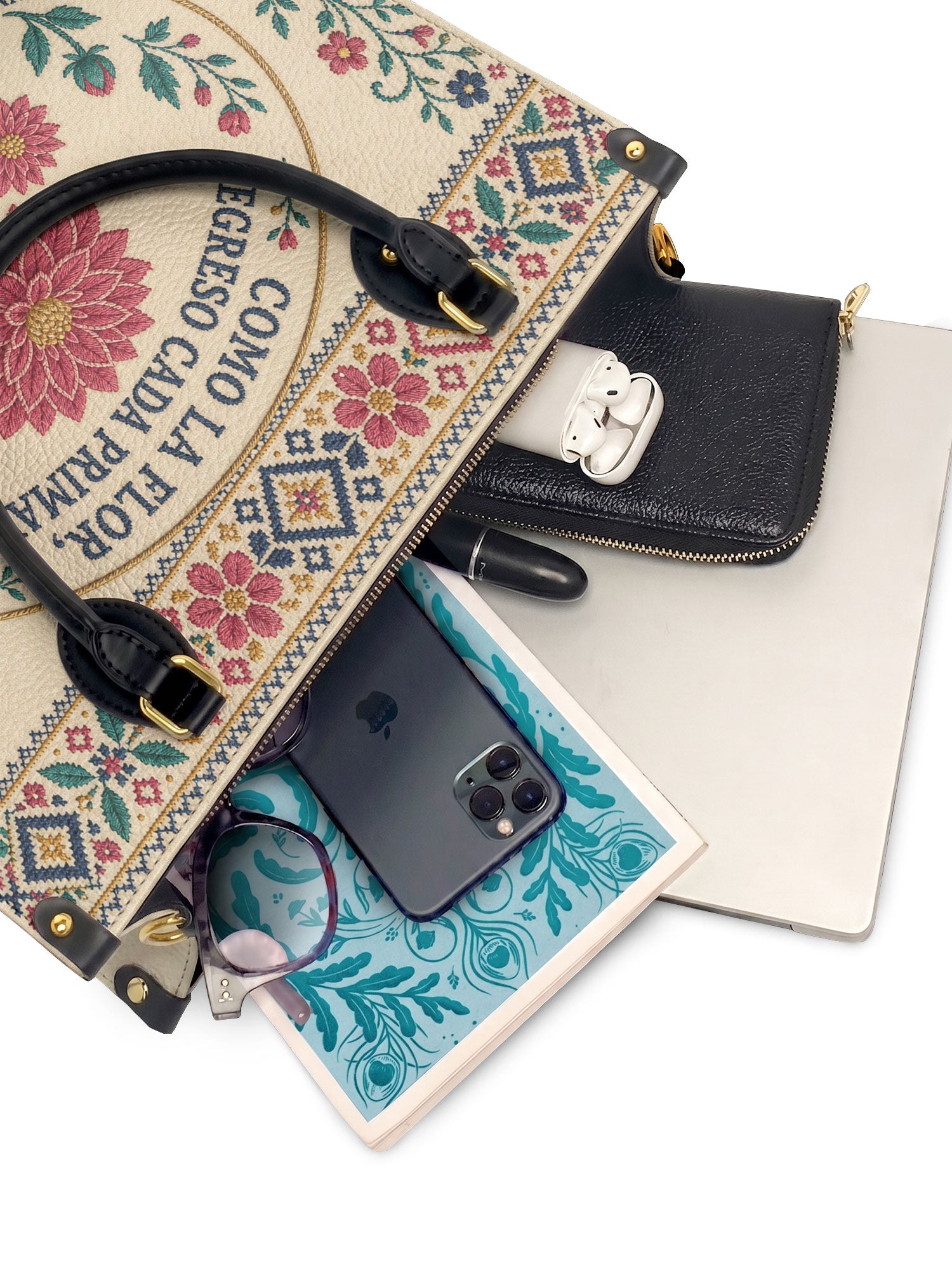 "Como la flor, regreso cada primavera" ver.3 Leather Handbag - interior | Paleta Bags