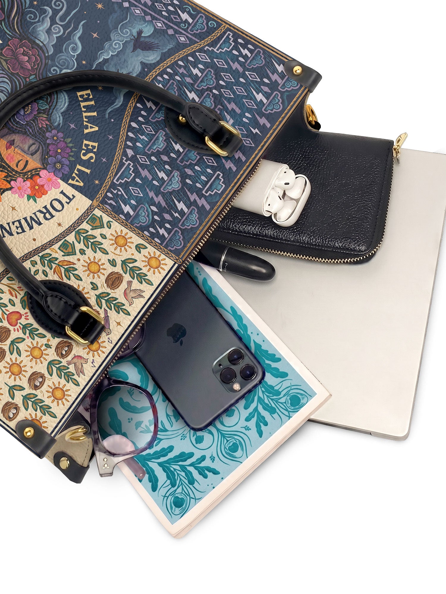 "Ella es la tormenta y también el refugio" ver.1 Leather Handbag - interior | Paleta Bags