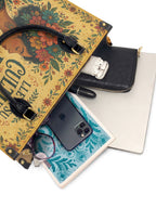 "Lleva su cultura como flores en flor" ver.1 Leather Handbag - interior | Paleta Bags