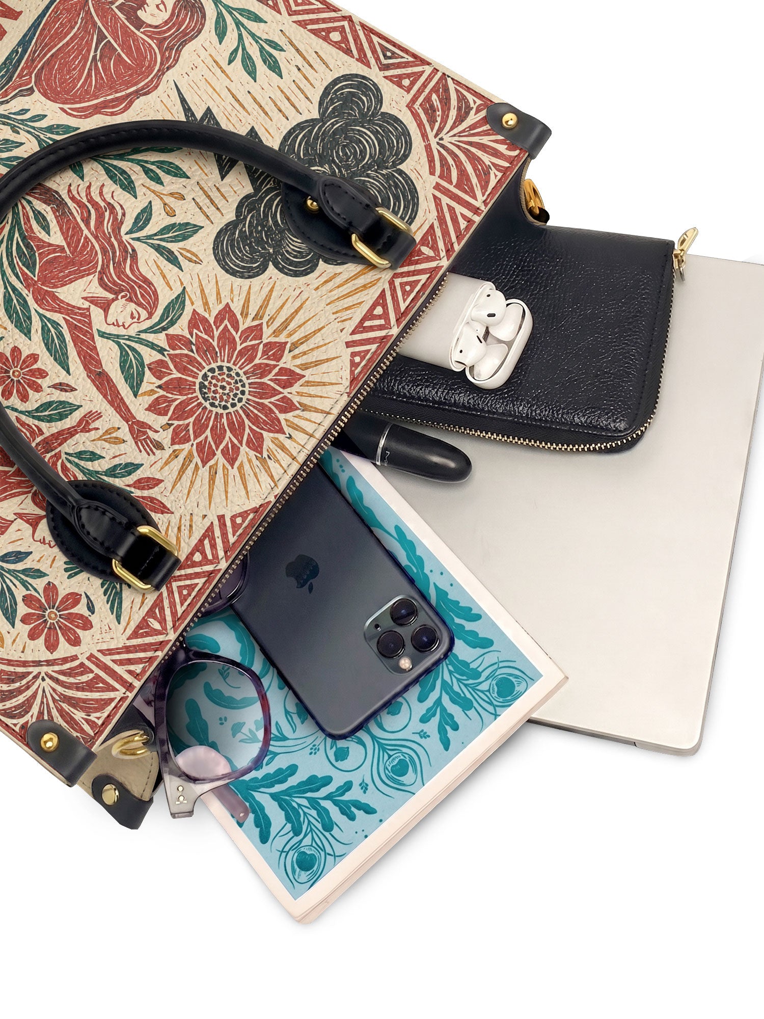 "Caí, me levanté, florecí" ver.2 Leather Handbag - interior | Paleta Bags