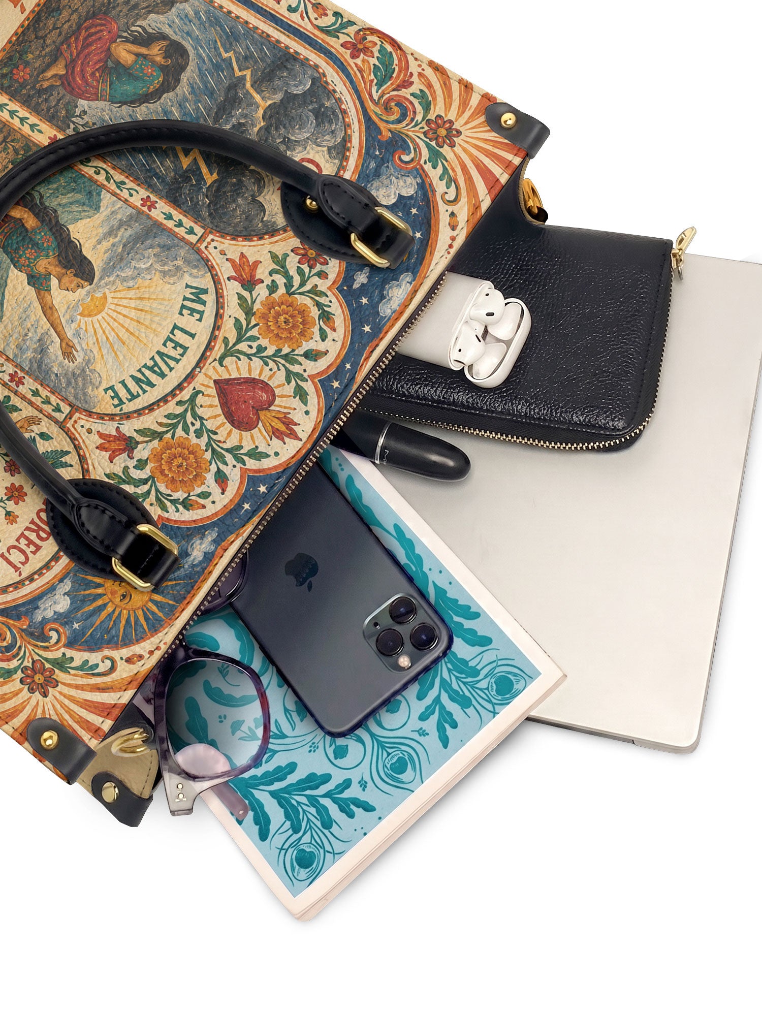 "Caí, me levanté, florecí" ver.1 Leather Handbag - interior | Paleta Bags