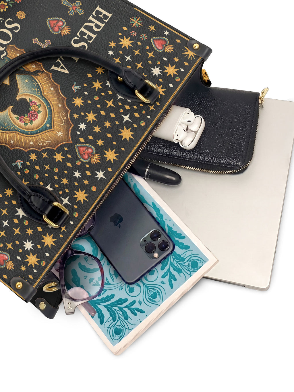 "Eres la mujer que alguna vez soñaste ser" ver.2 Leather Handbag - interior | Paleta Bags